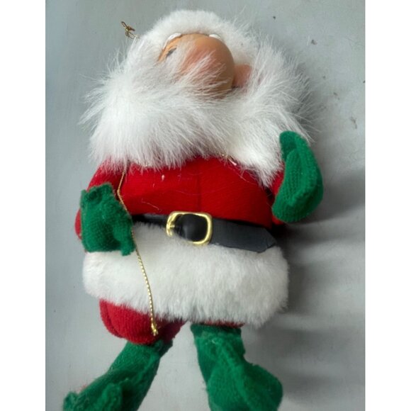 Santa's best Christmas ornament figurine plush red green jolly decor 7" READ - Picture 2 of 5